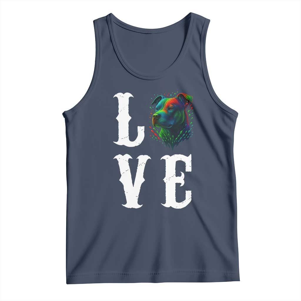 Colorful Pitbull Graphic Art For Dog Lover Tank Top TS12 Navy Print Your Wear