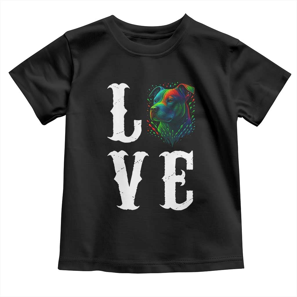 Colorful Pitbull Graphic Art For Dog Lover Toddler T Shirt TS12 Black Print Your Wear