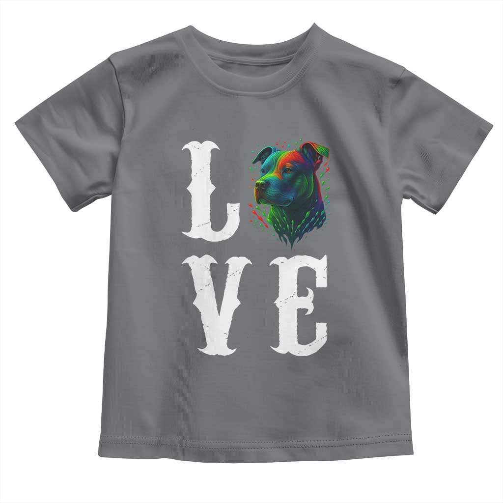Colorful Pitbull Graphic Art For Dog Lover Toddler T Shirt TS12 Charcoal Print Your Wear