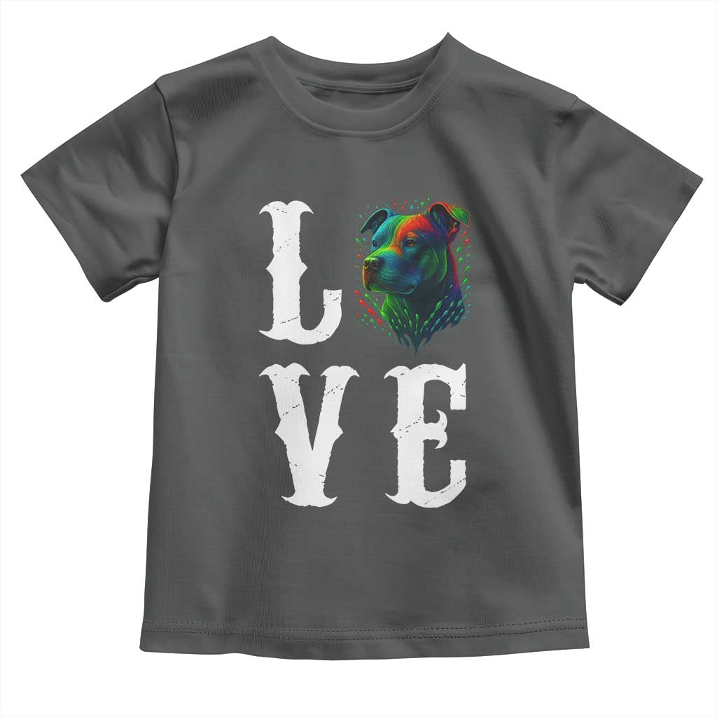 Colorful Pitbull Graphic Art For Dog Lover Toddler T Shirt TS12 Dark Heather Print Your Wear