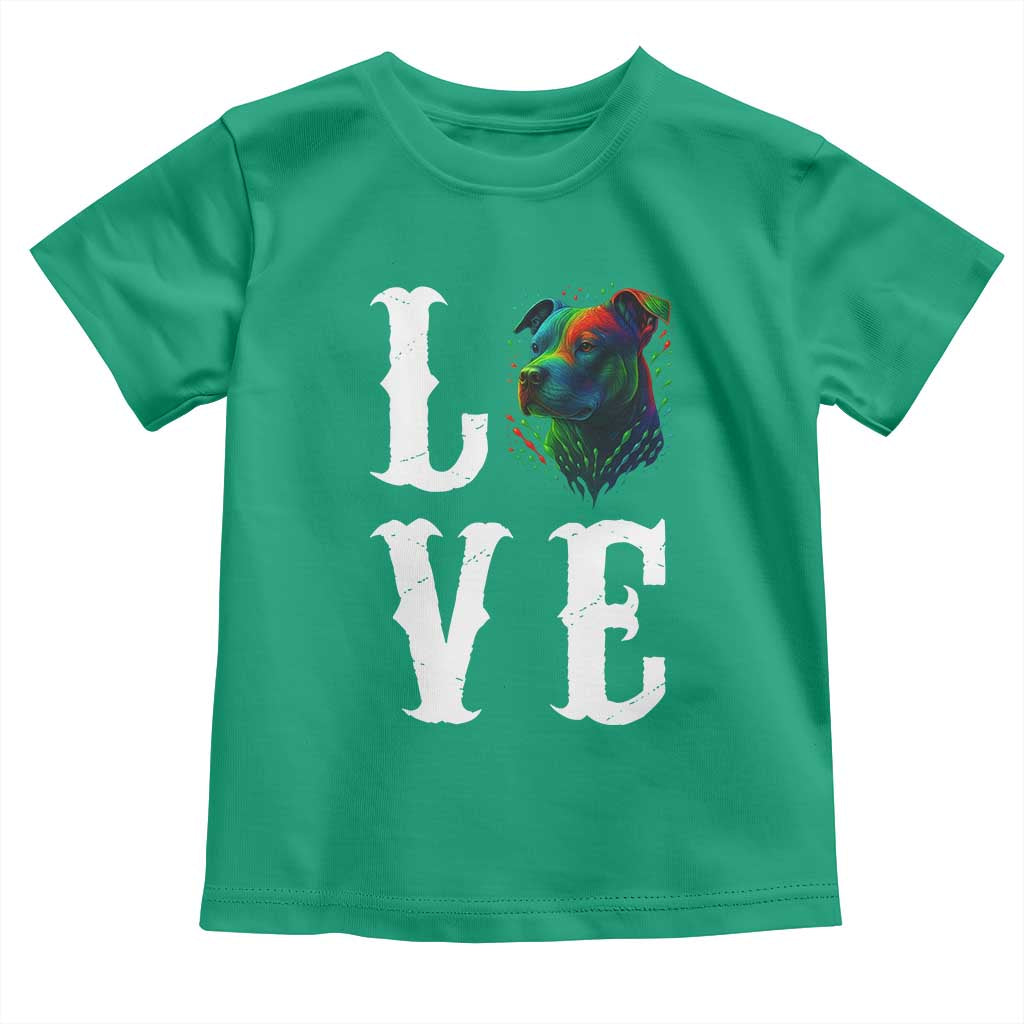 Colorful Pitbull Graphic Art For Dog Lover Toddler T Shirt TS12 Irish Green Print Your Wear