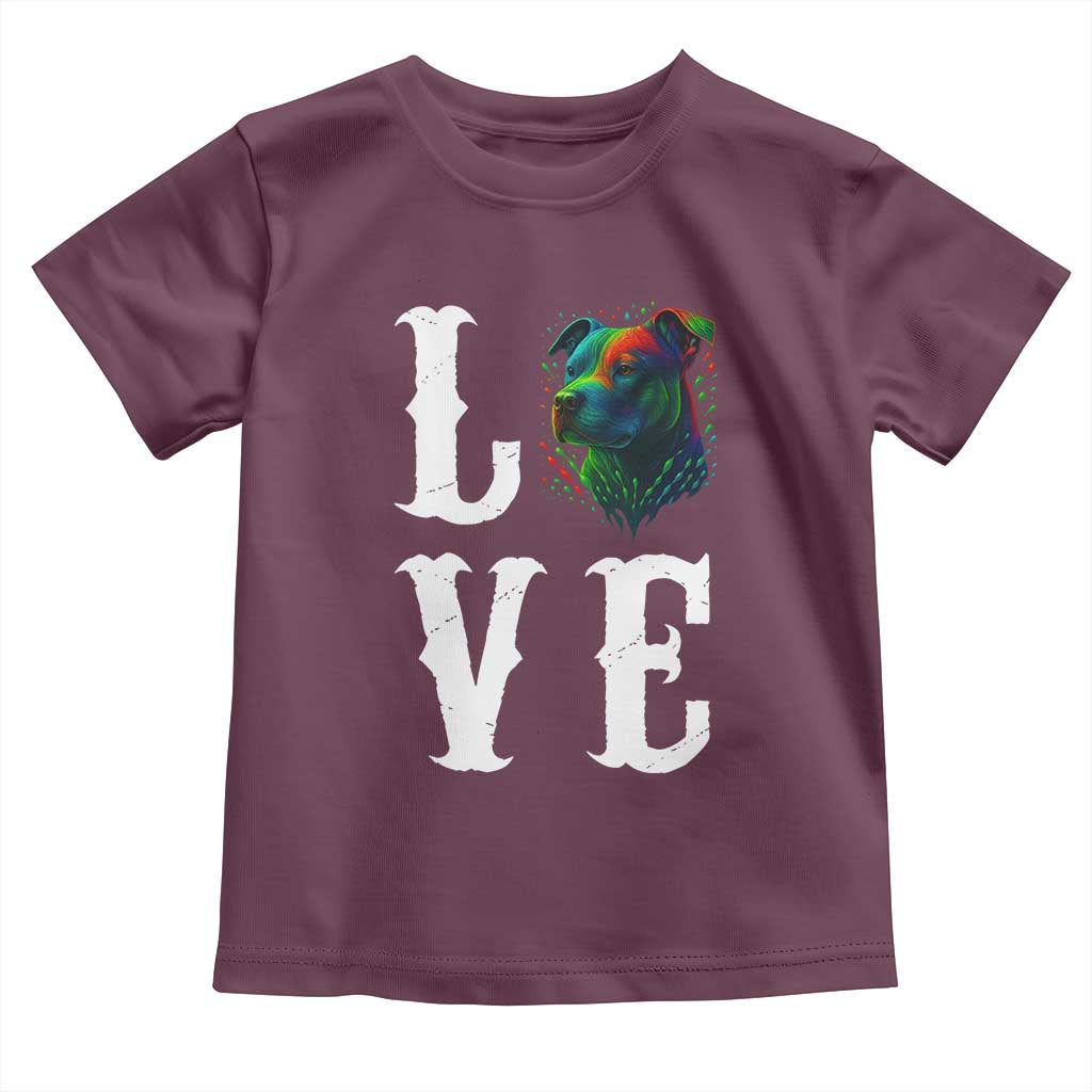 Colorful Pitbull Graphic Art For Dog Lover Toddler T Shirt TS12 Maroon Print Your Wear