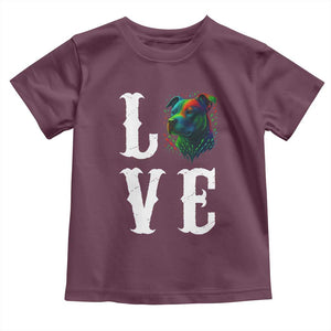 Colorful Pitbull Graphic Art For Dog Lover Toddler T Shirt TS12 Maroon Print Your Wear