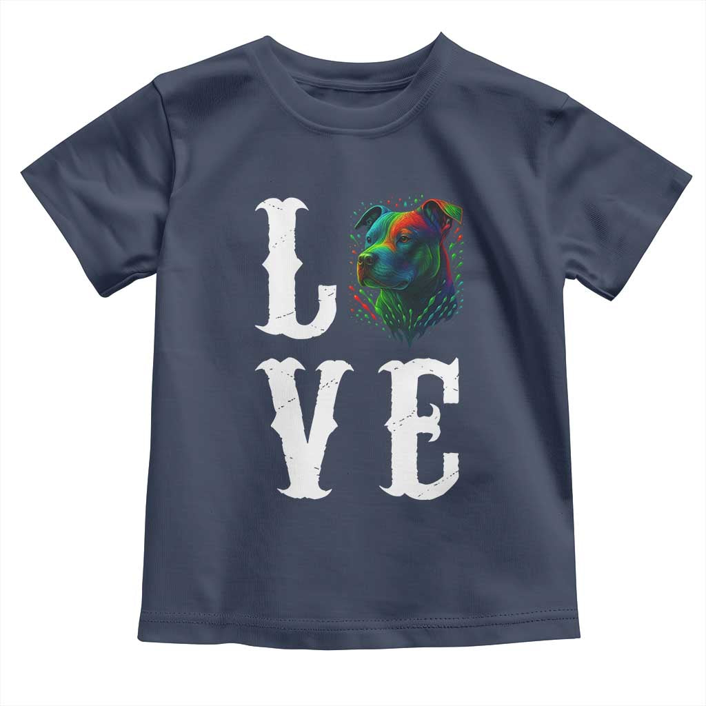 Colorful Pitbull Graphic Art For Dog Lover Toddler T Shirt TS12 Navy Print Your Wear