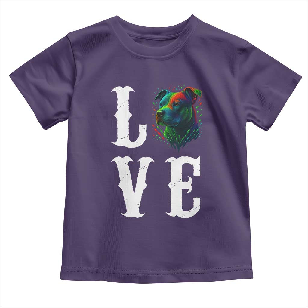 Colorful Pitbull Graphic Art For Dog Lover Toddler T Shirt TS12 Purple Print Your Wear