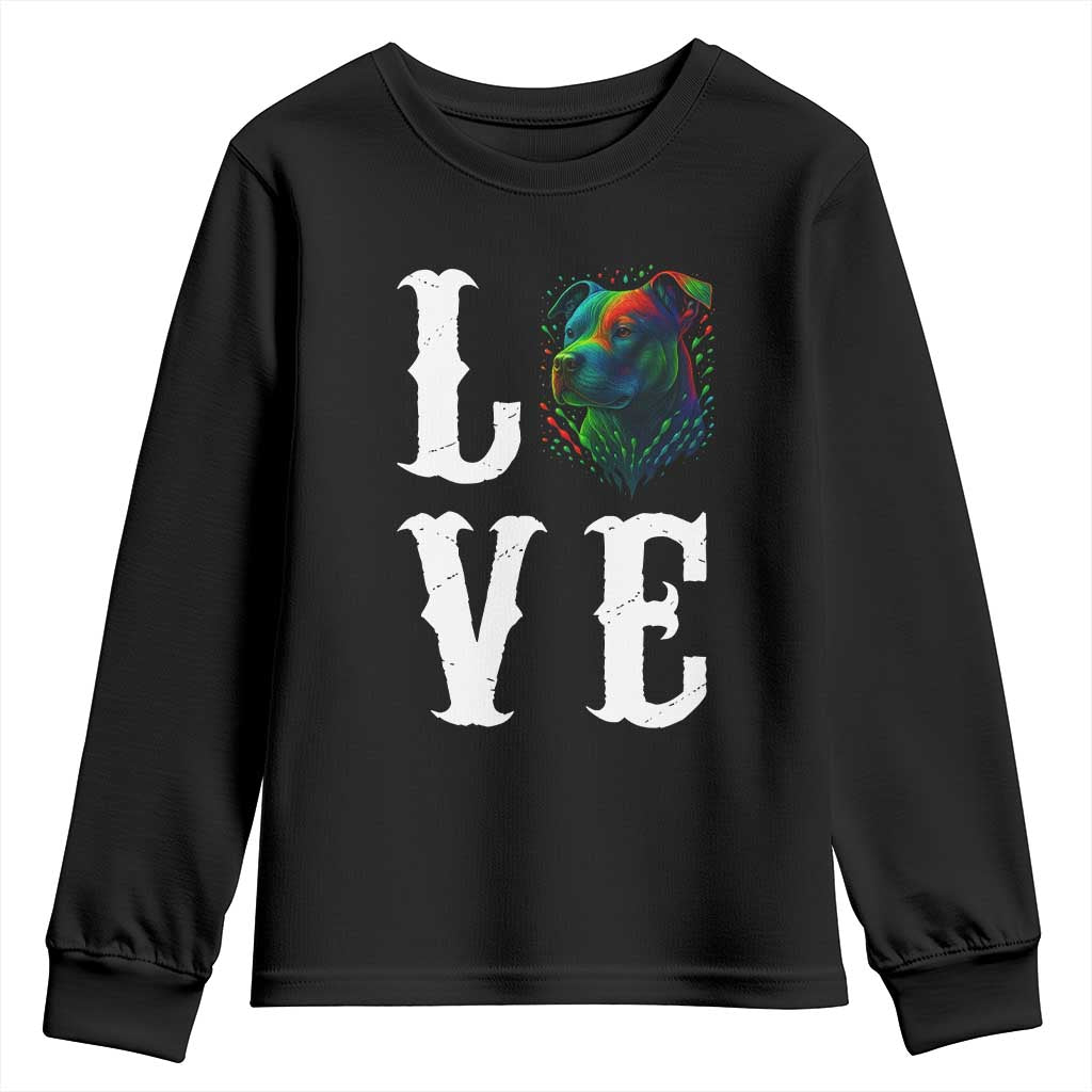 Colorful Pitbull Graphic Art For Dog Lover Youth Sweatshirt TS12 Black Print Your Wear