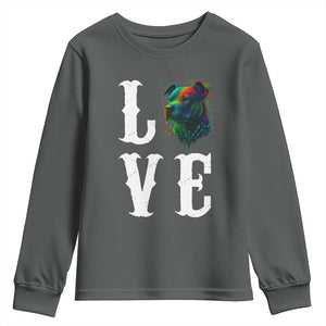 Colorful Pitbull Graphic Art For Dog Lover Youth Sweatshirt TS12 Dark Heather Print Your Wear