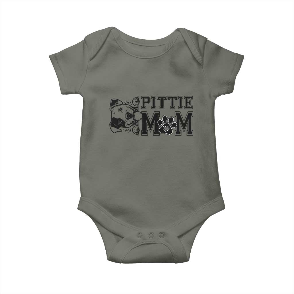 Pittie Mom Baby Onesie Funny Gift For Pitbull Lover TS12 Military Green Print Your Wear