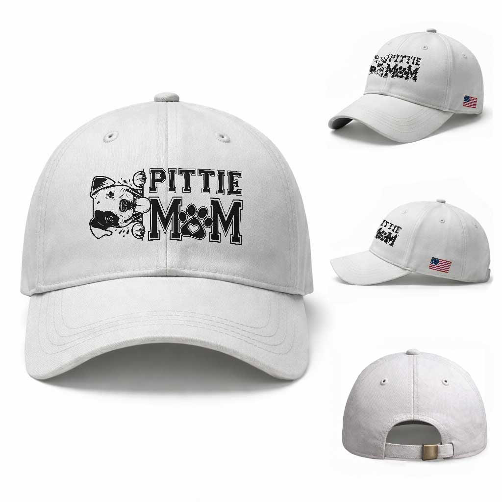 Pittie Mom Baseball Cap Funny Gift For Pitbull Lover TS12 Baseball Cap Universal Fit White Print Your Wear