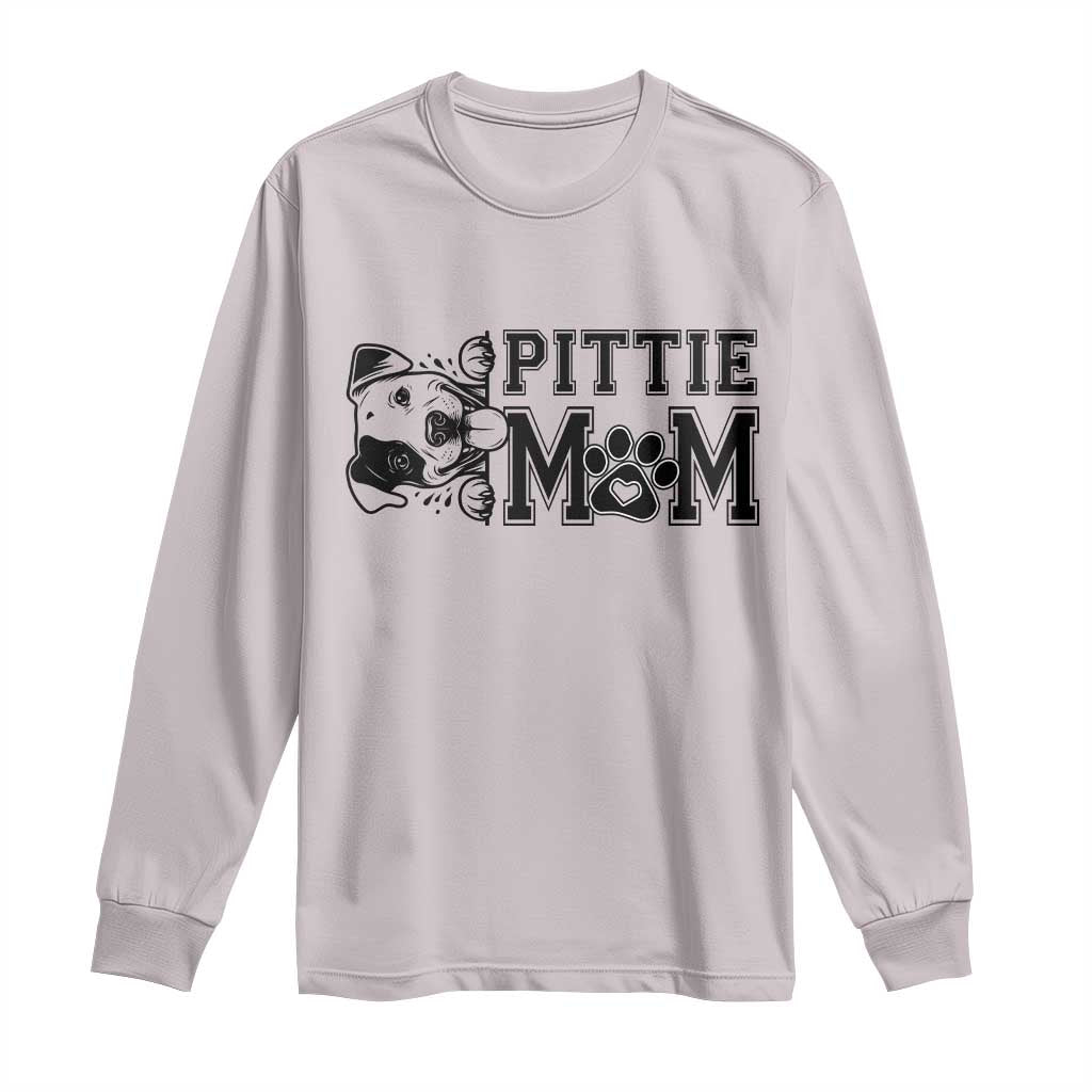 Pittie Mom Long Sleeve Shirt Funny Gift For Pitbull Lover TS12 Ice Gray Print Your Wear