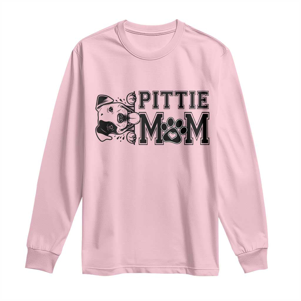 Pittie Mom Long Sleeve Shirt Funny Gift For Pitbull Lover TS12 Light Pink Print Your Wear