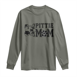 Pittie Mom Long Sleeve Shirt Funny Gift For Pitbull Lover TS12 Military Green Print Your Wear