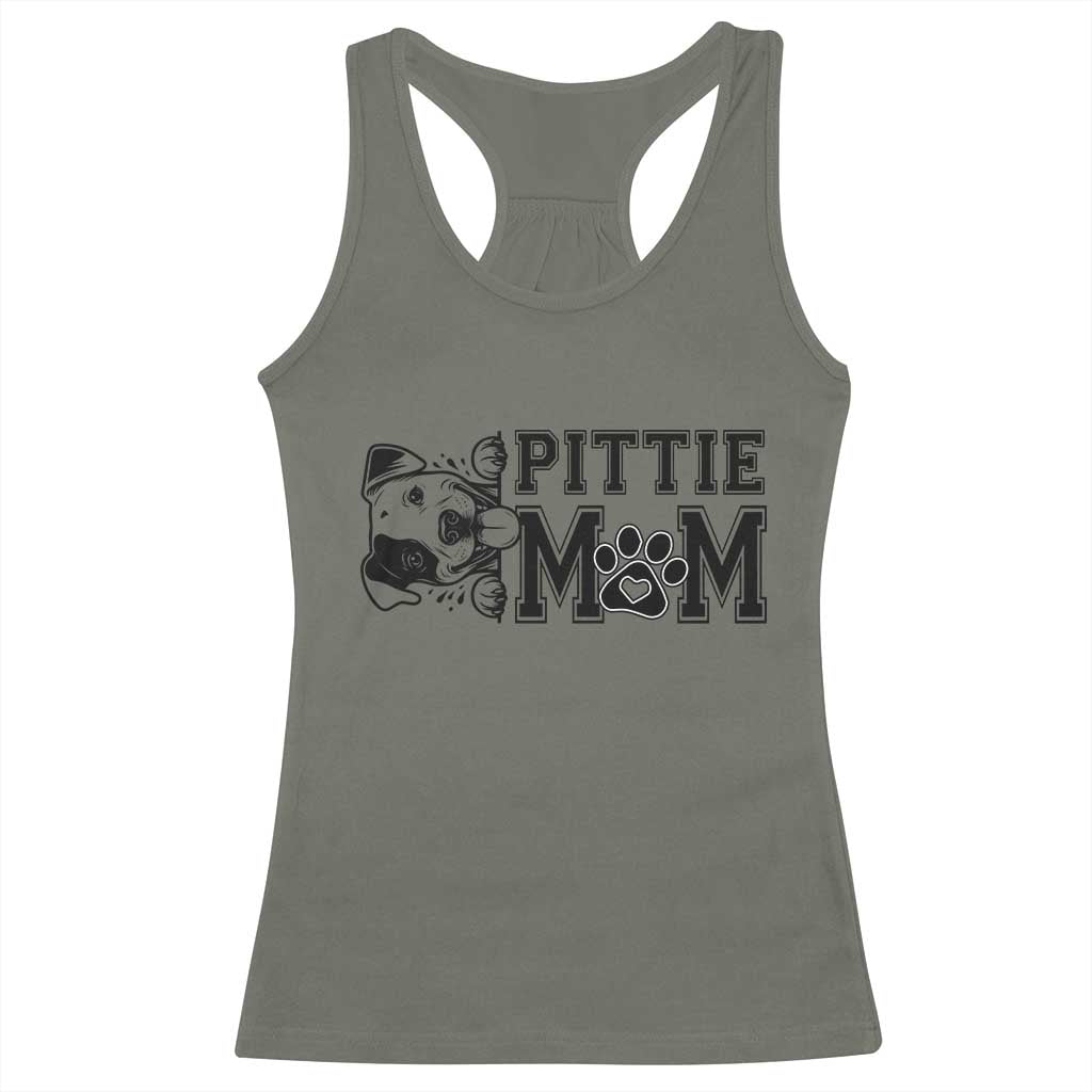 Pittie Mom Racerback Tank Top Funny Gift For Pitbull Lover TS12 Military Green Print Your Wear