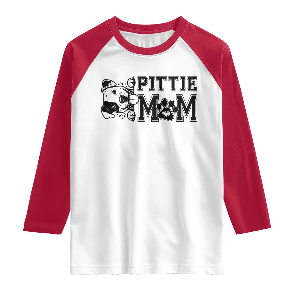 Pittie Mom Raglan Shirt Funny Gift For Pitbull Lover TS12 White Red Print Your Wear