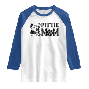 Pittie Mom Raglan Shirt Funny Gift For Pitbull Lover TS12 White Royal Print Your Wear