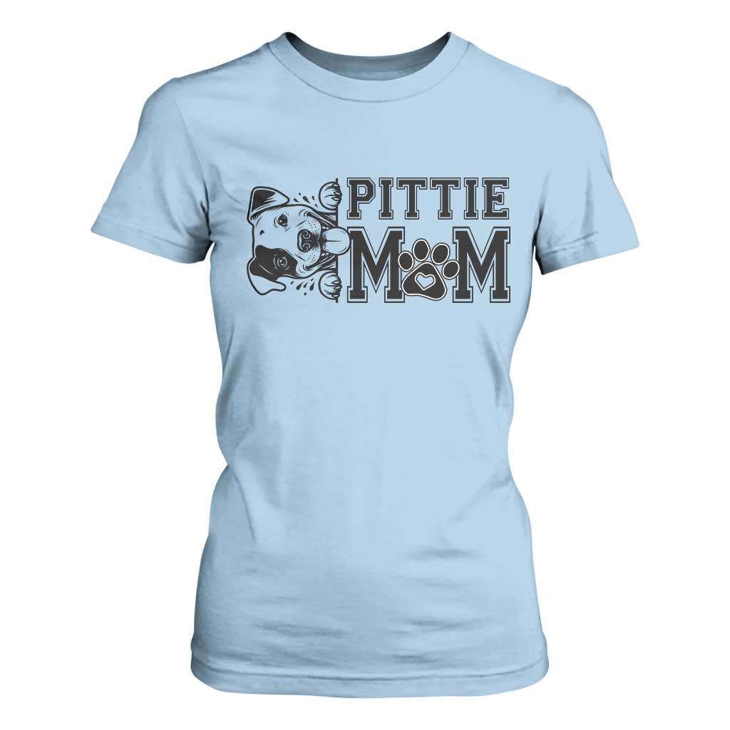 Pittie Mom T Shirt For Women Funny Gift For Pitbull Lover TS12 Light Blue Print Your Wear