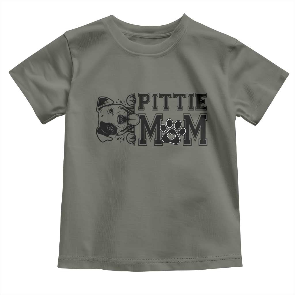 Pittie Mom Toddler T Shirt Funny Gift For Pitbull Lover TS12 Military Green Print Your Wear