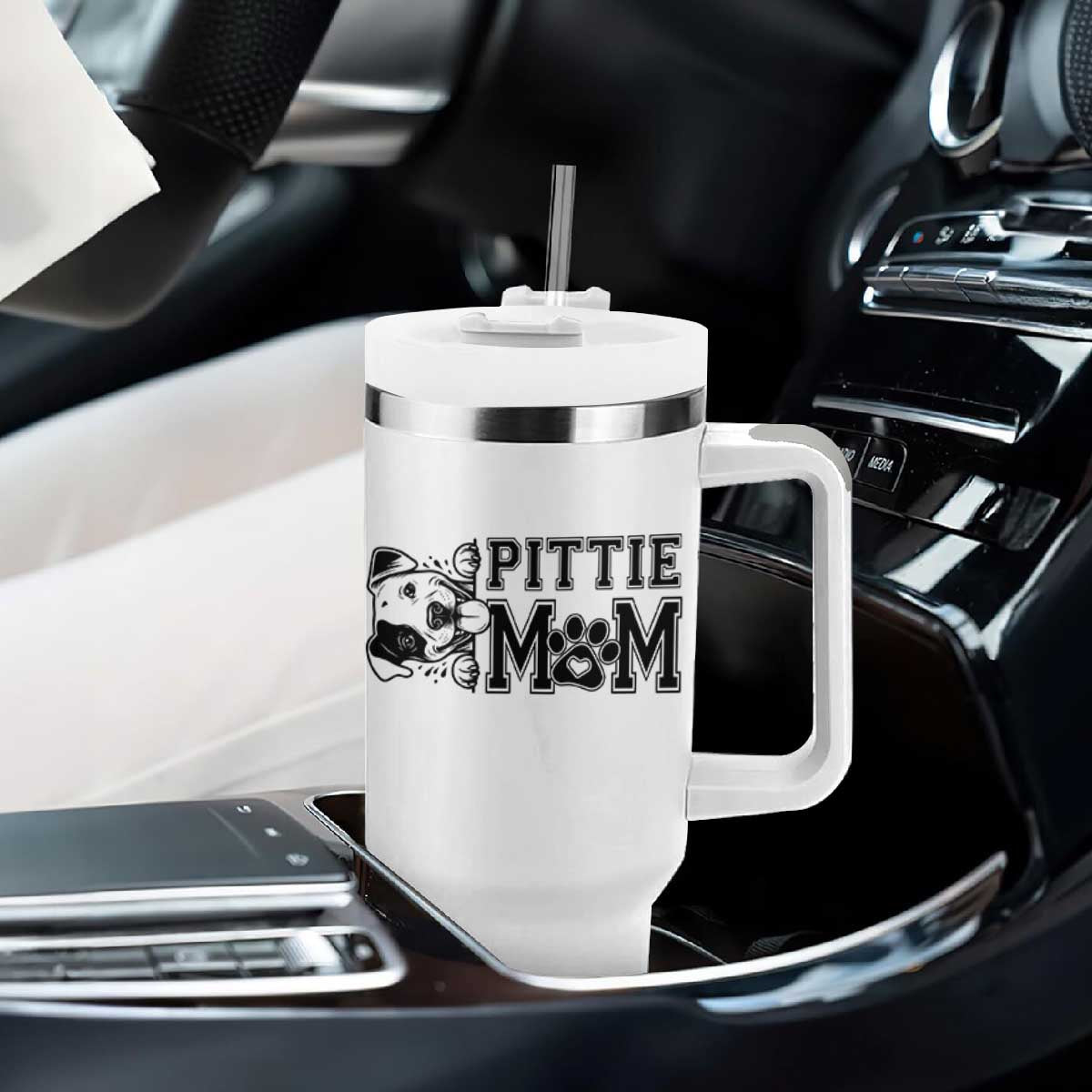 Pittie Mom Tumbler With Handle Funny Gift For Pitbull Lover TS12 Print Your Wear