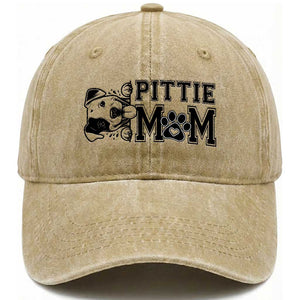 Pittie Mom Washed Cotton Baseball Cap Funny Gift For Pitbull Lover TS12 Print Your Wear