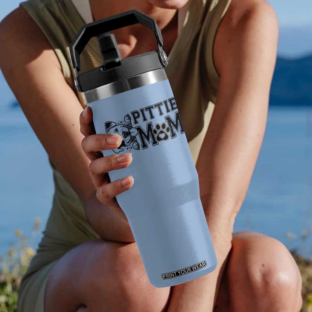 Pittie Mom Flip Straw Tumbler Funny Gift For Pitbull Lover TS12 One Size: 30 oz Light Blue Print Your Wear