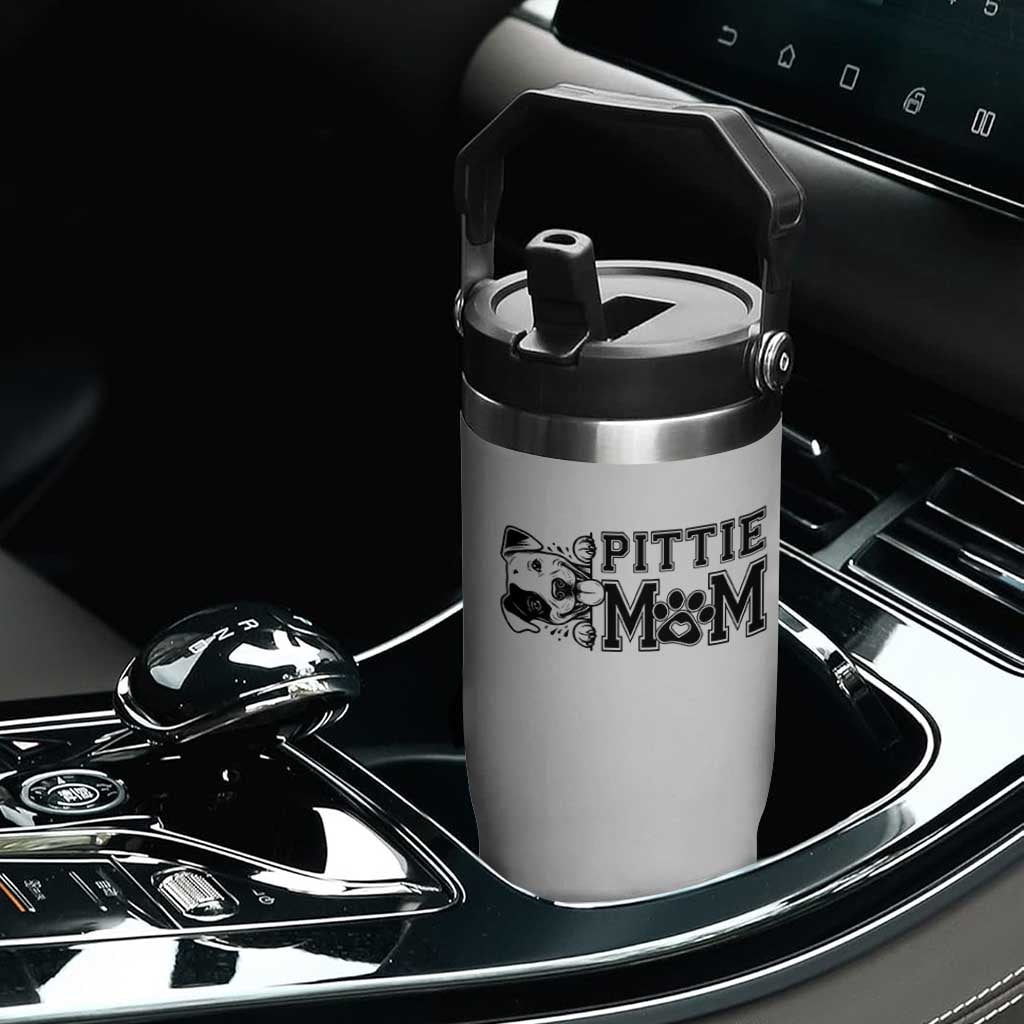 Pittie Mom Flip Straw Tumbler Funny Gift For Pitbull Lover TS12 Print Your Wear