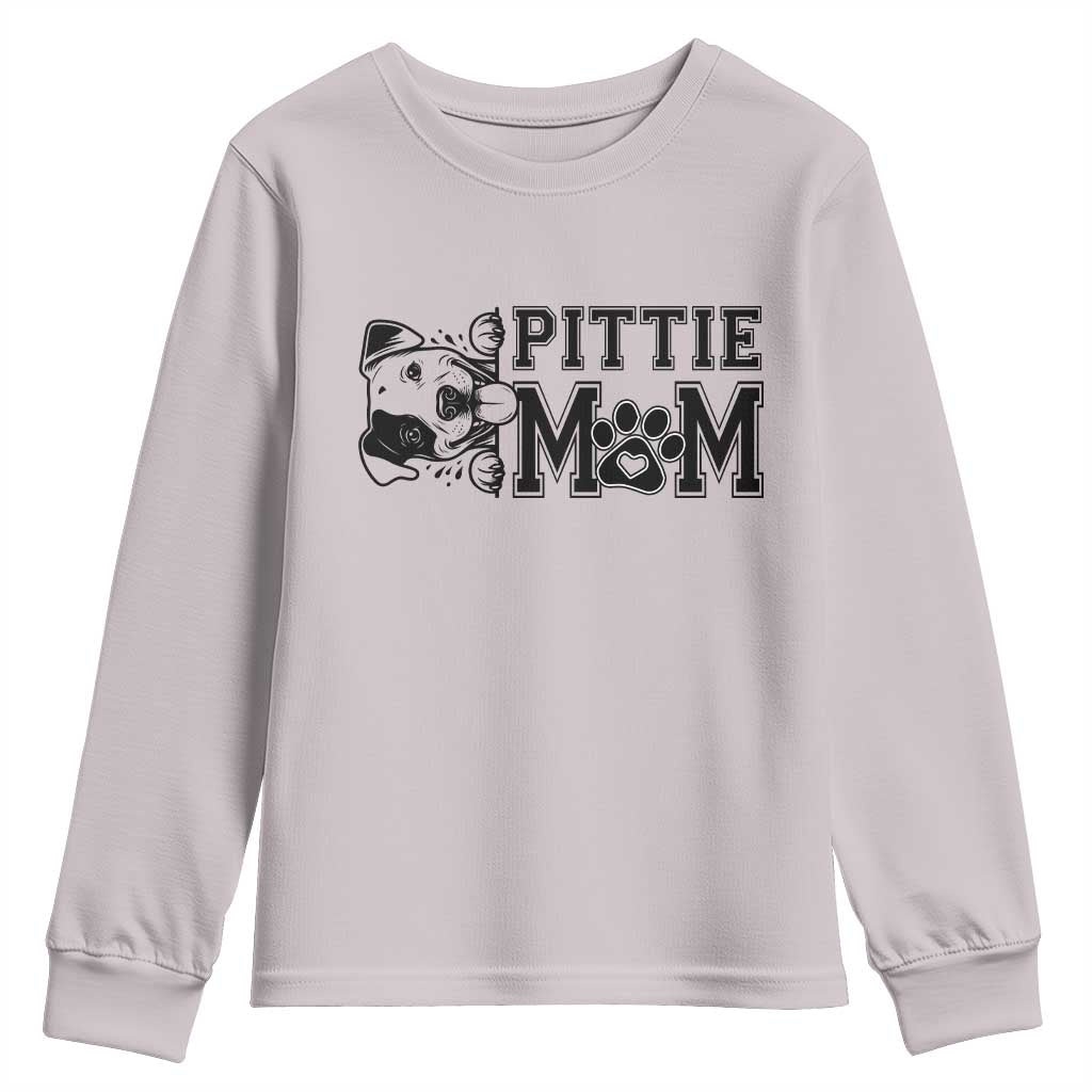 Pittie Mom Youth Sweatshirt Funny Gift For Pitbull Lover TS12 Ice Gray Print Your Wear