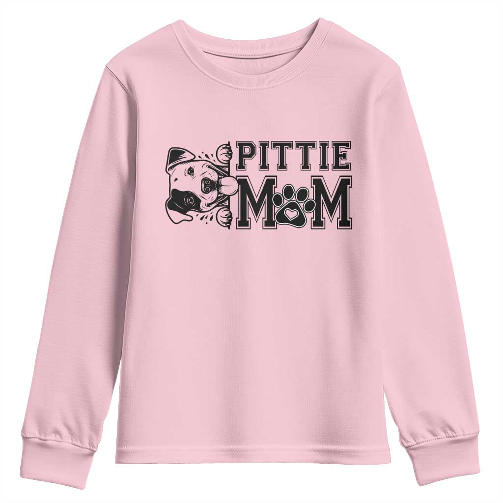Pittie Mom Youth Sweatshirt Funny Gift For Pitbull Lover TS12 Light Pink Print Your Wear