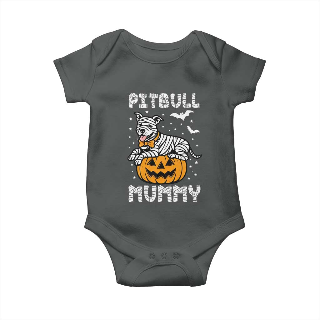 Halloween Dog Lover Baby Onesie Funny Pitbull Mummy TS12 Dark Heather Print Your Wear