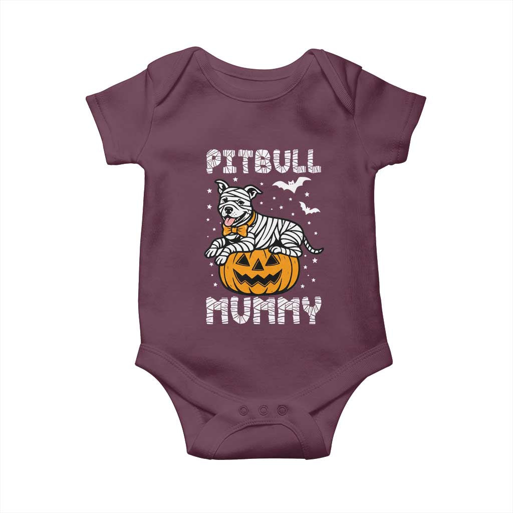 Halloween Dog Lover Baby Onesie Funny Pitbull Mummy TS12 Maroon Print Your Wear