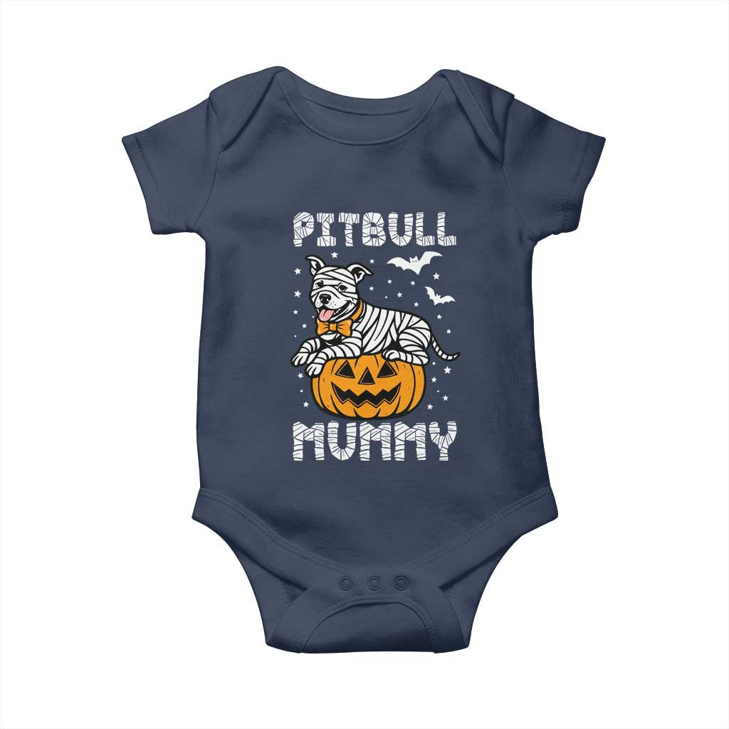 Halloween Dog Lover Baby Onesie Funny Pitbull Mummy TS12 Navy Print Your Wear