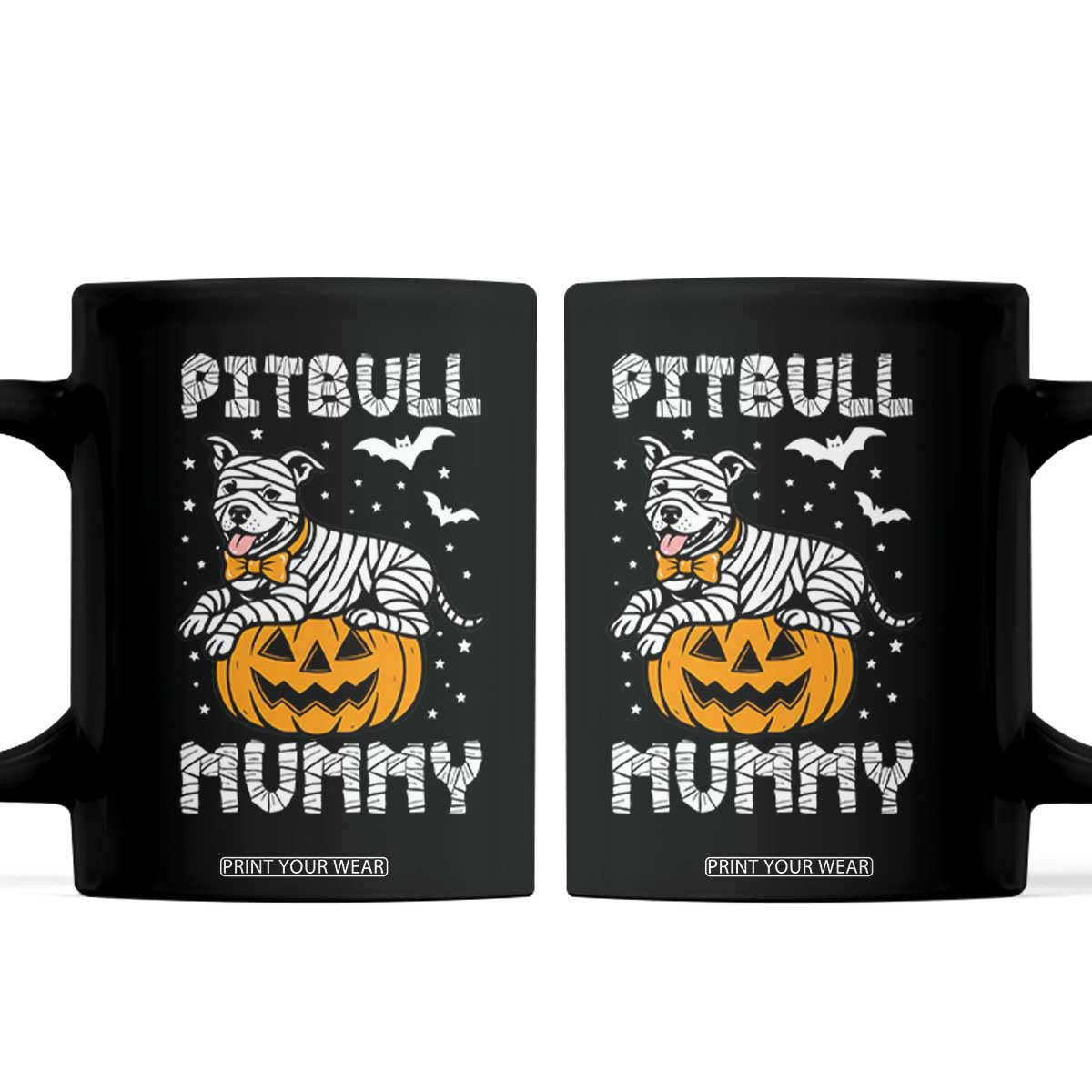 Halloween Dog Lover Coffee Mug Funny Pitbull Mummy TS12 Black Print Your Wear