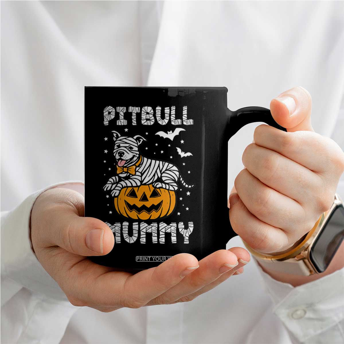 Halloween Dog Lover Coffee Mug Funny Pitbull Mummy TS12 Print Your Wear