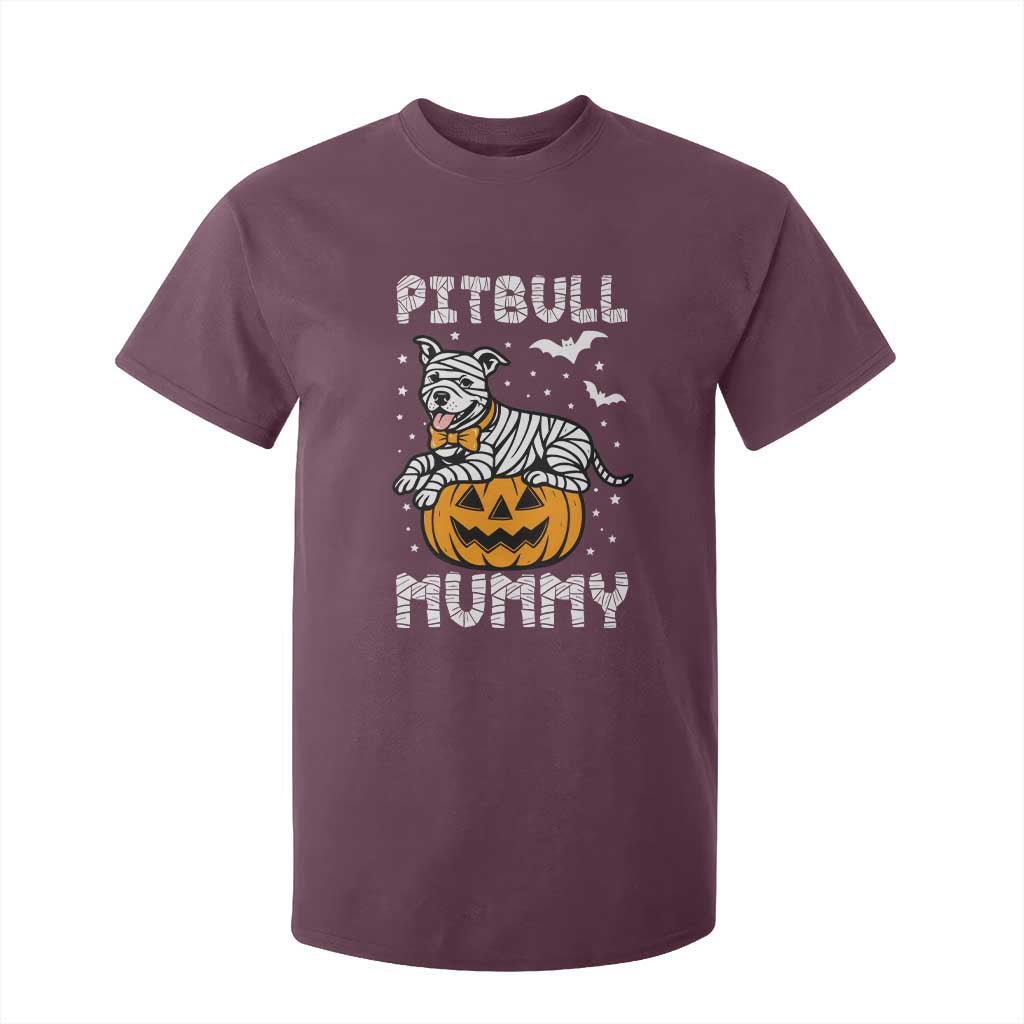 Halloween Dog Lover T Shirt For Kid Funny Pitbull Mummy TS12 Maroon Print Your Wear
