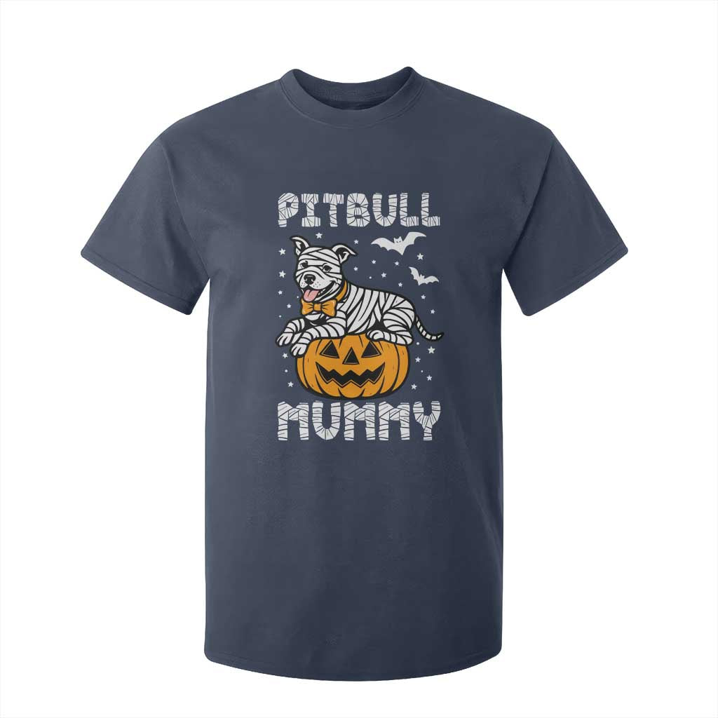 Halloween Dog Lover T Shirt For Kid Funny Pitbull Mummy TS12 Navy Print Your Wear