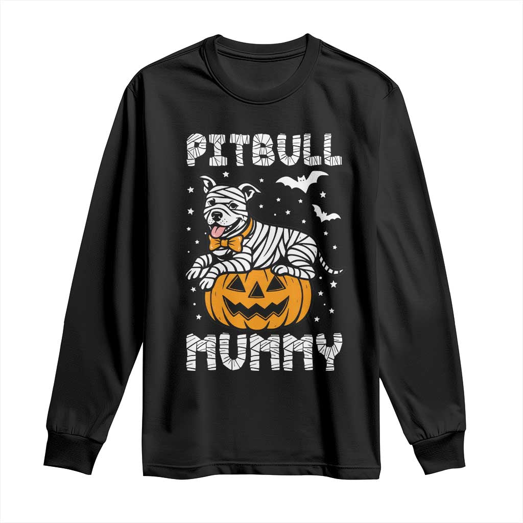 Halloween Dog Lover Long Sleeve Shirt Funny Pitbull Mummy TS12 Black Print Your Wear