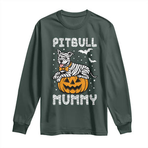 Halloween Dog Lover Long Sleeve Shirt Funny Pitbull Mummy TS12 Dark Forest Green Print Your Wear