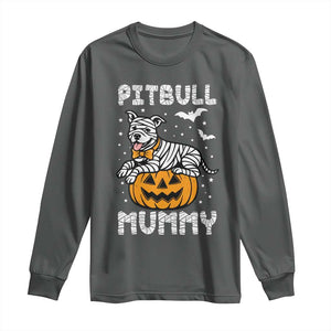 Halloween Dog Lover Long Sleeve Shirt Funny Pitbull Mummy TS12 Dark Heather Print Your Wear