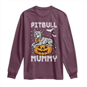 Halloween Dog Lover Long Sleeve Shirt Funny Pitbull Mummy TS12 Maroon Print Your Wear
