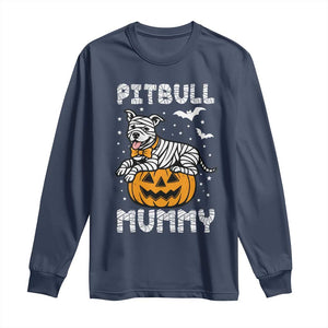 Halloween Dog Lover Long Sleeve Shirt Funny Pitbull Mummy TS12 Navy Print Your Wear