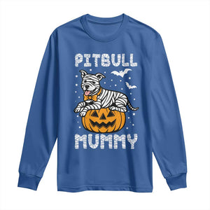 Halloween Dog Lover Long Sleeve Shirt Funny Pitbull Mummy TS12 Royal Blue Print Your Wear