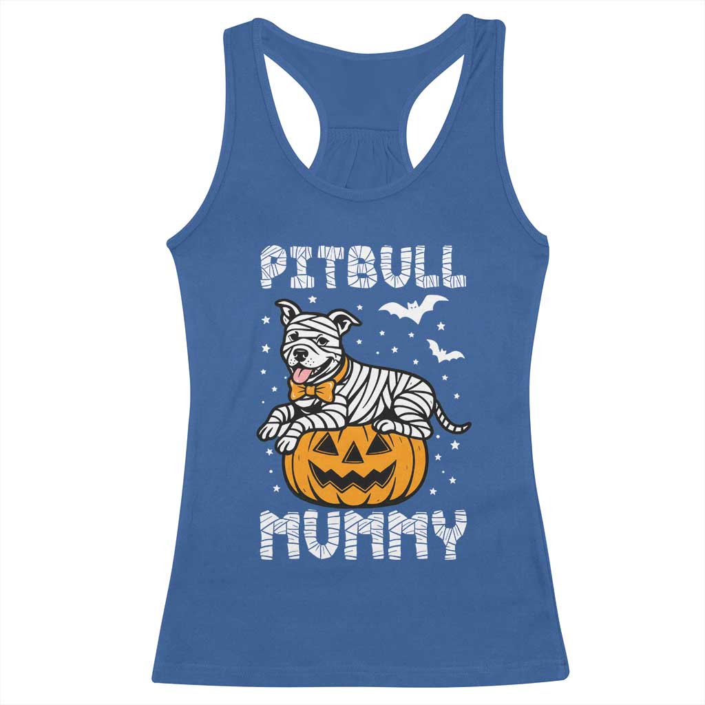 Halloween Dog Lover Racerback Tank Top Funny Pitbull Mummy TS12 Royal Blue Print Your Wear