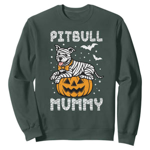 Halloween Dog Lover Sweatshirt Funny Pitbull Mummy TS12 Dark Forest Green Print Your Wear