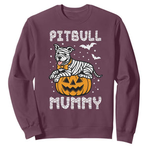 Halloween Dog Lover Sweatshirt Funny Pitbull Mummy TS12 Maroon Print Your Wear