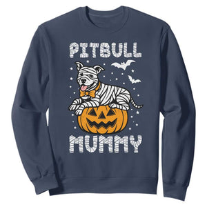 Halloween Dog Lover Sweatshirt Funny Pitbull Mummy TS12 Navy Print Your Wear