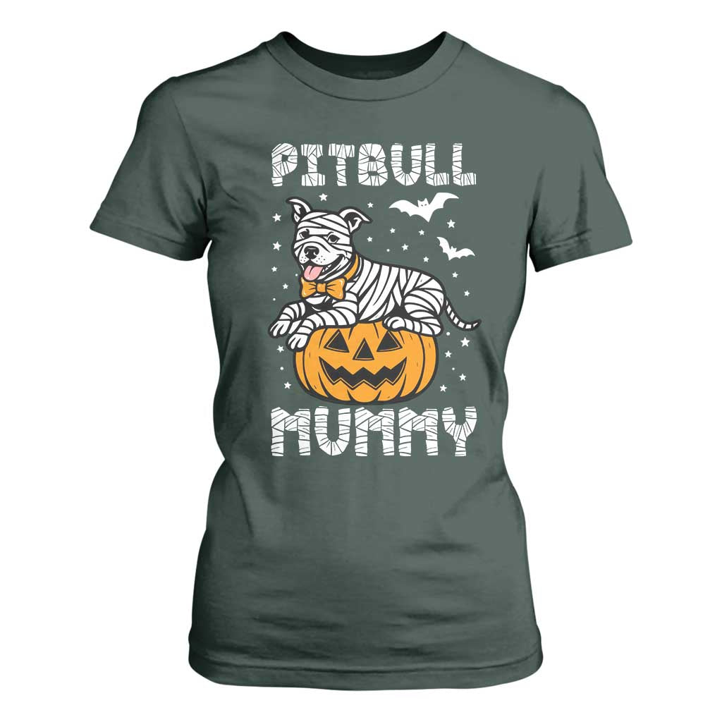Halloween Dog Lover T Shirt For Women Funny Pitbull Mummy TS12 Dark Forest Green Print Your Wear