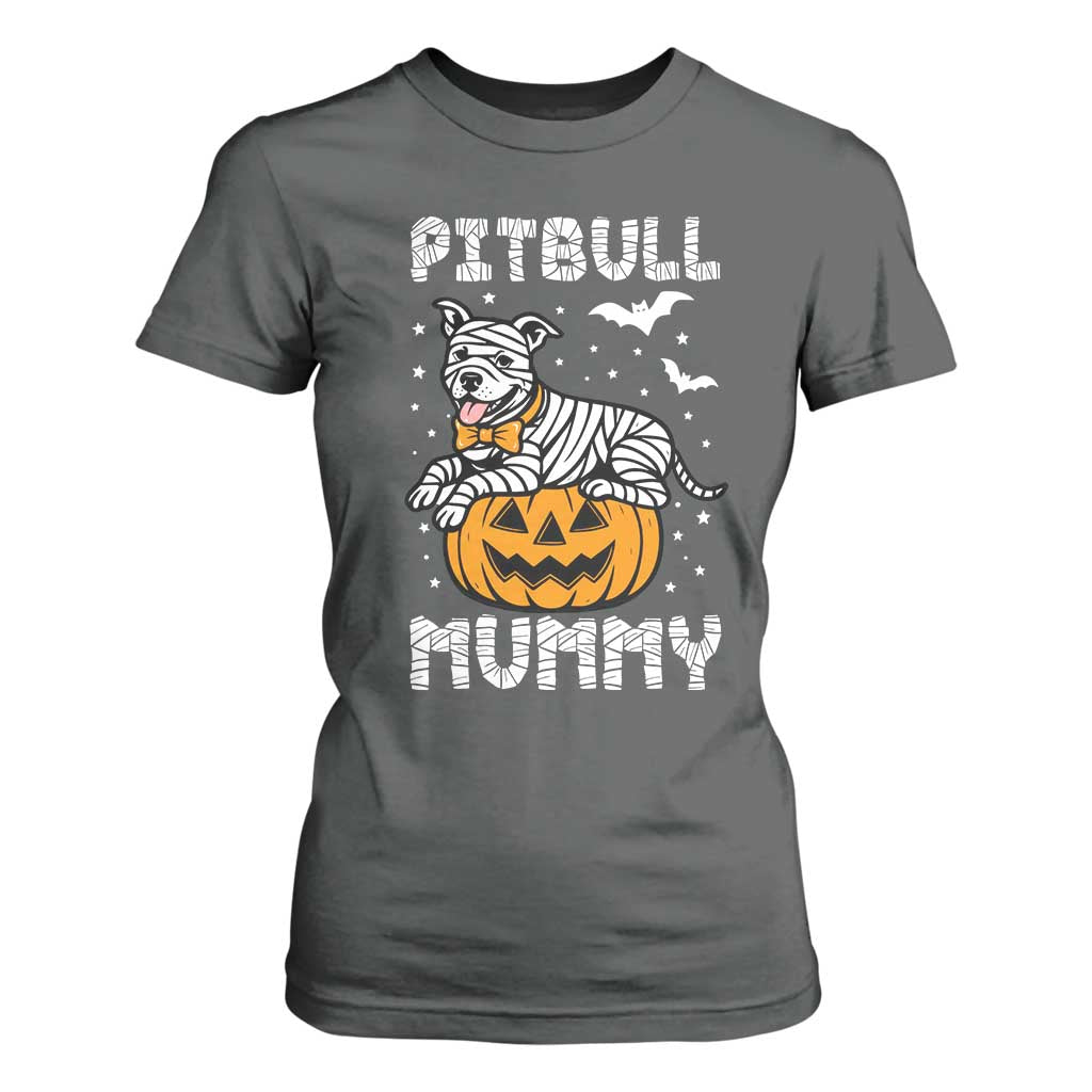 Halloween Dog Lover T Shirt For Women Funny Pitbull Mummy TS12 Dark Heather Print Your Wear