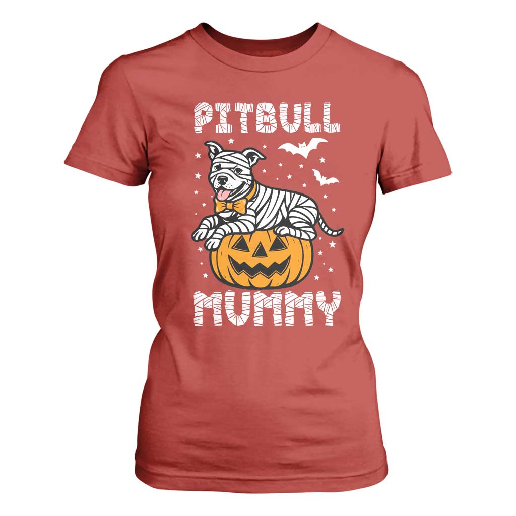 Halloween Dog Lover T Shirt For Women Funny Pitbull Mummy TS12 Red Print Your Wear
