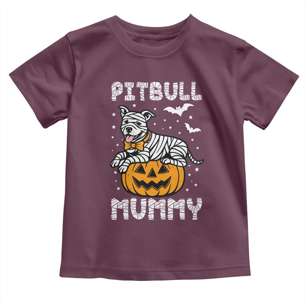 Halloween Dog Lover Toddler T Shirt Funny Pitbull Mummy TS12 Maroon Print Your Wear