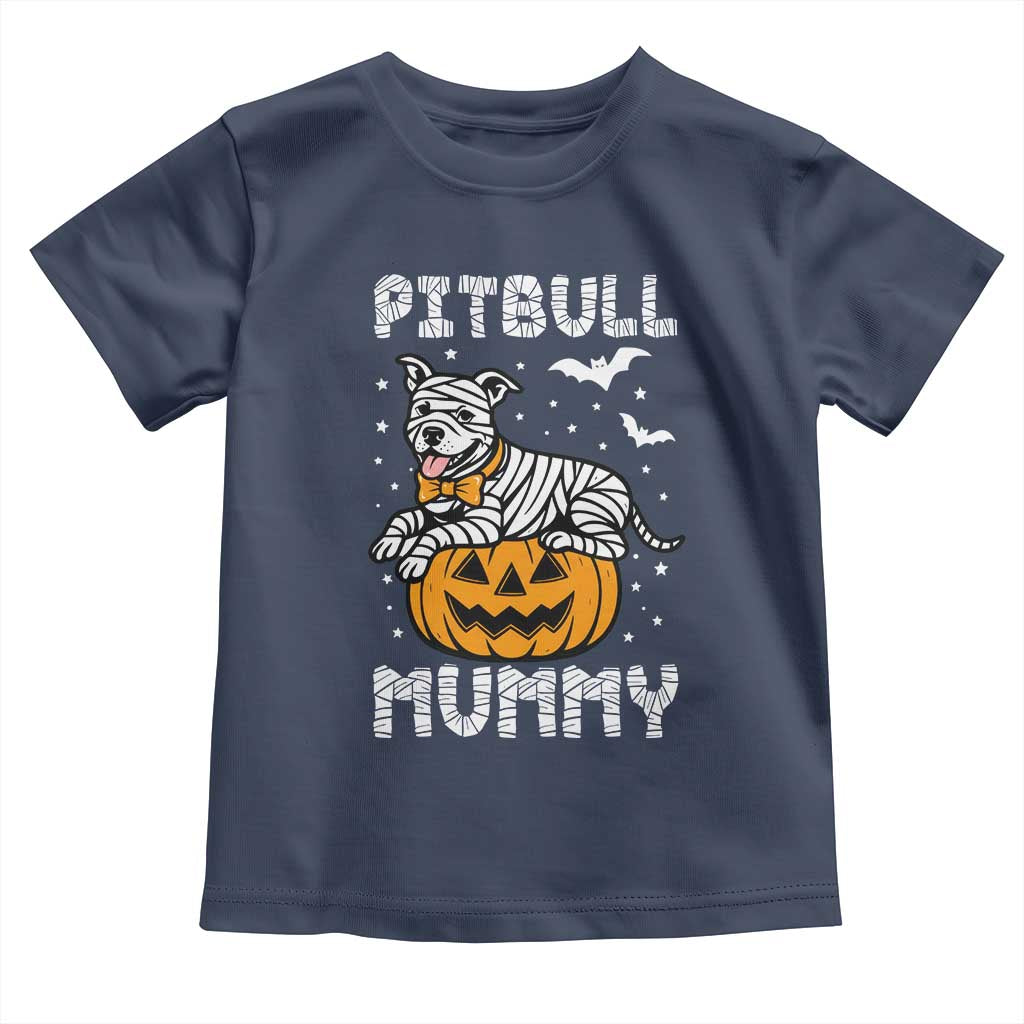 Halloween Dog Lover Toddler T Shirt Funny Pitbull Mummy TS12 Navy Print Your Wear