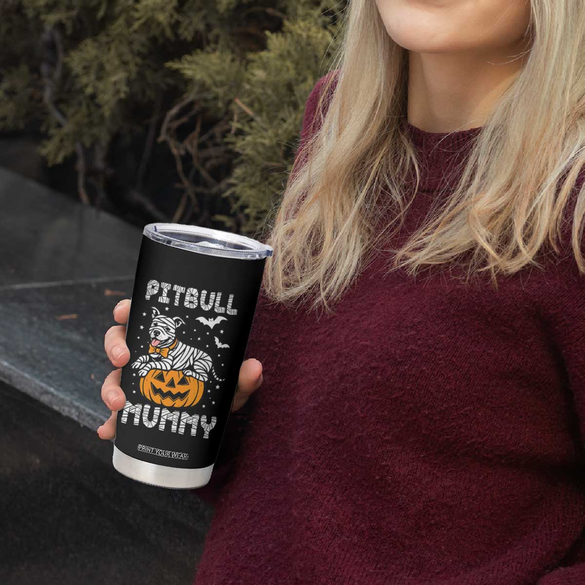 Halloween Dog Lover Tumbler Cup Funny Pitbull Mummy TS12 Print Your Wear